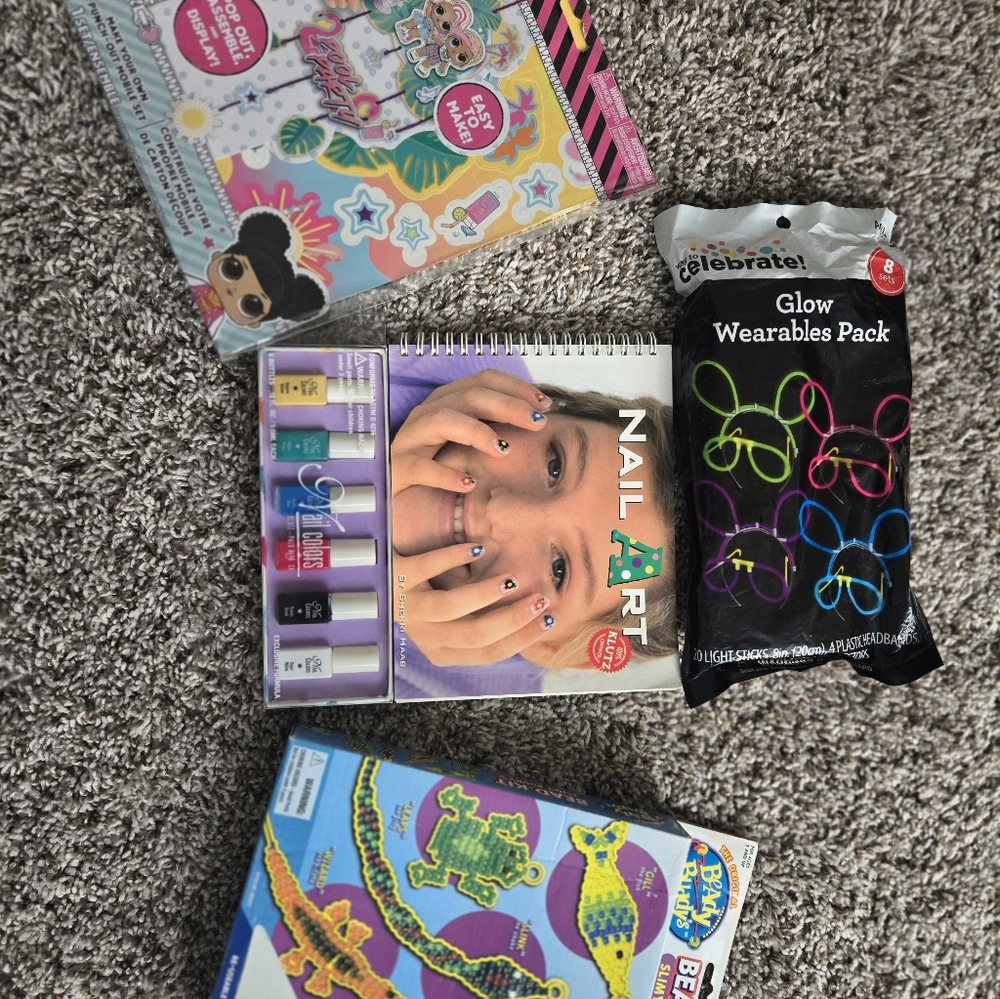 Sleepover Bundle Glow Wearables and Nail Art Set for Kids